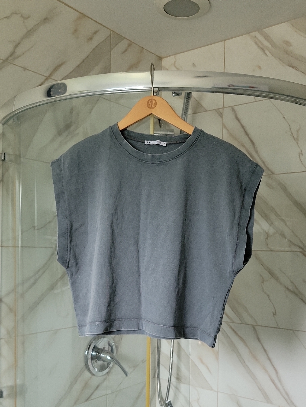 Zara Boxy Crop Top in Charcoal